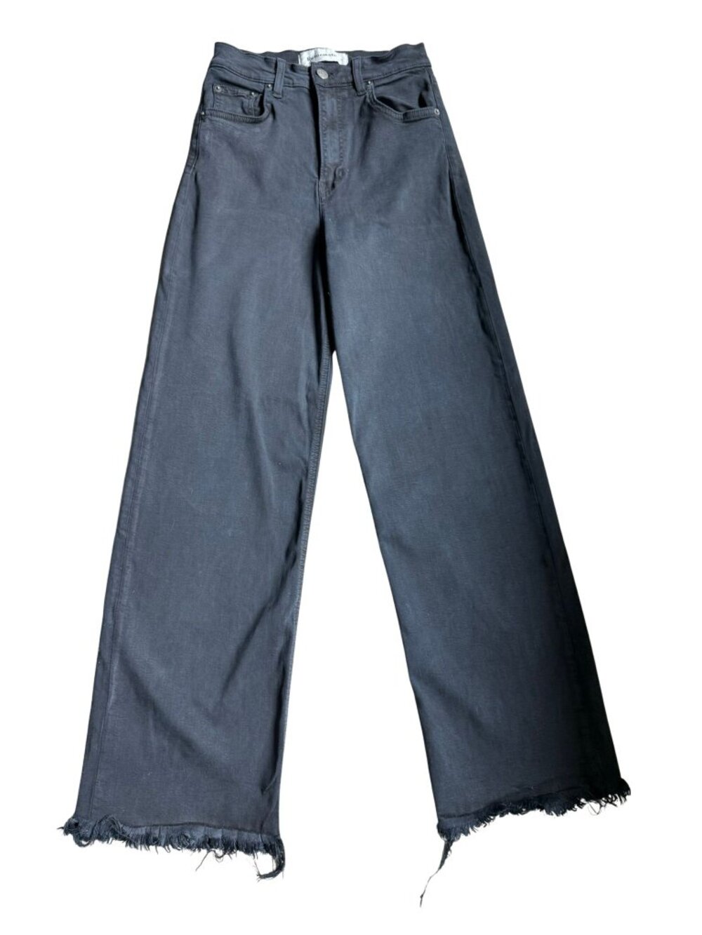 Reformation Stretch Flood High Rise Wide Leg Crop Jeans Black 27